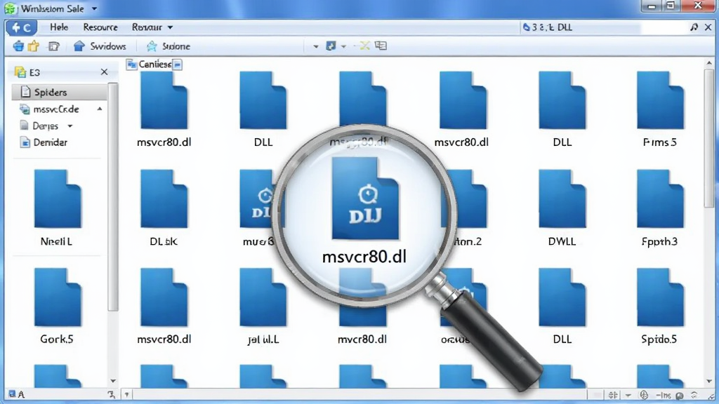 չʾϵͳĿ¼�¶��DLL�ļ�ͼ���������еĸ���ͼ������ΪWindows��Դ���������ڣ��ļ�ͼ������ɫ��Ϊ�����������һ���Ŵ�ͼ�꣬ͻ����msvcr80.dll�����������ֹ��������дʵ��ϸ�ڷḻ�������������ɾ��޶���Ԫ��