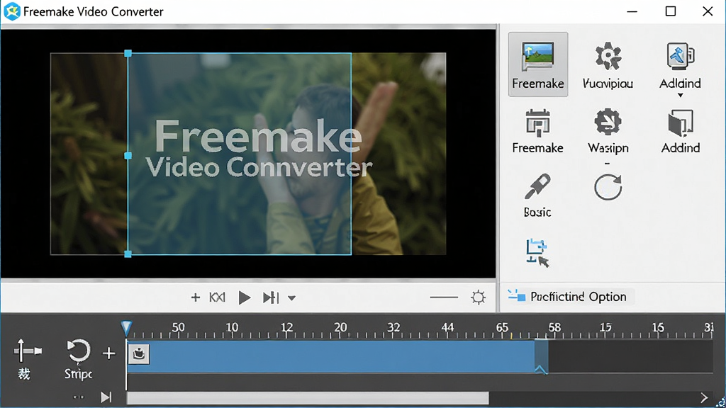 ���壺Freemake Video Converter����Ƶ�༭���棬��ʾ��ƵԤ�����ڣ��·��вü�ʱ���ᡢ��ת��ť��ˮӡ����ѡ����֣����Ϊ��ƵԤ�������Ҳ�Ϊ�༭������壬�ײ�Ϊʱ���ᡣ�Ű棺����ͼ��������ʱ����̶����ԡ����ʵ�á�ֱ�ۡ�רҵ��ϸ�ڣ������г��֡�Freemake Video Converter��ˮӡ�������ü����������ʾ�����ʣ����塢�ɾ����޶���Ԫ�ء�