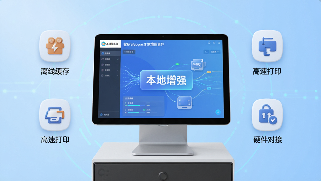 ��������Ϊ�����Webpos������ǿ�׼�����������������һ̨�ִ��������Ϸ�����Χ�������߻��桢���ٴ�ӡ��Ӳ���Խӵ�ͼ��Ԫ�أ����ֲ������ĶԳƣ�����Ϊǳ��ɫ�Ƽ��н��䣬����ƽ���Ҵ���΢�����ʸУ�ϸ�ڰ��������ϵ��������������͡�������ǿ�����ֱ�ʶ�����ʸ���ɾ����޶���Ԫ��