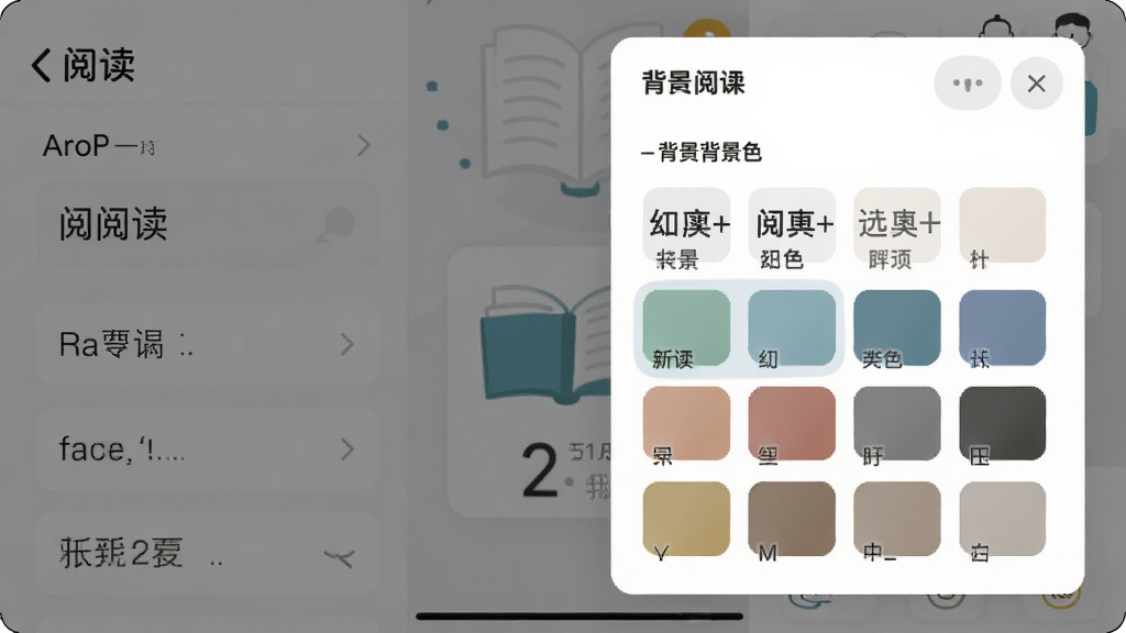 ����Ϊ���Ķ���APP���Ű����ý��棬չʾ�����뱳��ɫѡ����壬���ֲ�ߵ������Ű�ֱ�ۣ������ˬ��ϸ�ڰ�����������Ԥ����ɫ�飬����ϸ�壬�ɾ��޶���Ԫ��