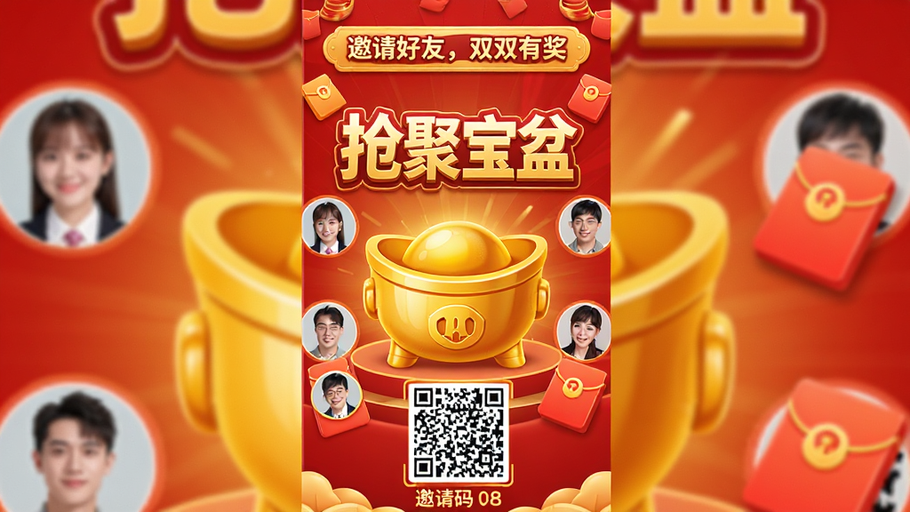 ���壺һ���ֻ����������������ǡ����۱��衱Logo�ͽ�ɫ�۱���ͼ������Χ�ֲ��ź���ͷ��ͺ��ͼ�꣬�������֡�������ѣ�˫˫�н��������֣�����Ϊ���泤ͼ���۱���λ�����룬ͷ�������ܣ��ײ�Ϊ��ά��������룻�Ű棺��Ϣ�㼶����������ͻ��������˵�����������ϲ���ɫ��������ɫװ�Σ��ִ���ʮ�㣻ϸ�ڣ���ά��������ɨ��ͷ�������˸У����ͼ�����壻���ʣ�����ӡˢ�����ɾ��޶���Ԫ�أ��Ӿ������ǿ��