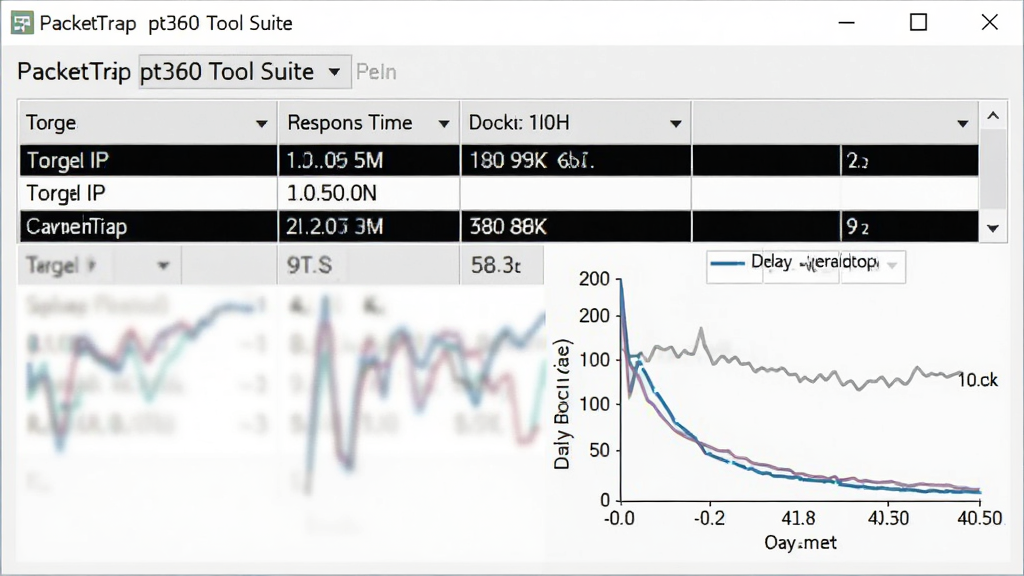 һ��PacketTrap pt360 Tool Suite��Ping�������к�Ľ����ͼ����������ʾĿ��IP����Ӧʱ�䡢�����ʣ�����������ͼչʾ�ӳٱ仯������Ϊǳ��ɫ���棬���������׶������ʸɾ��޶���Ԫ��