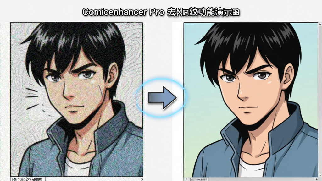 ���壺Comicenhancer Pro��ȥ���ƹ�����ʾͼ�����֣����Ϊ�����������ƺ���������ɨ��ͼ���Ҳ�Ϊȥ�����ƺ�ĸɾ����棻�Ű棺���ҶԱȣ��м��ü�ͷָ�򣻷��дʵ��������ͻ������Ч����ϸ�ڣ������������������������ɾ����޿����У����ʣ��߷ֱ��ʣ�ϸ�壬�ɾ����޶���Ԫ��