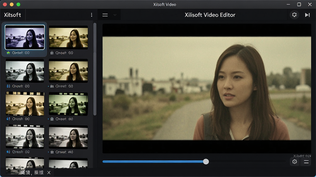 չʾXilisoft Video Editor���˾���Ч�⣬���������ͼ�б����Ҳ�Ԥ�������ڲ���Ӧ���˻����˾���ӰƬ������Ϊ����Ԥ��ģʽ������Ųʣ�ϸ��չʾ�˾��ķḻ���������ʸ��壬�ɾ��޶���Ԫ�ء�