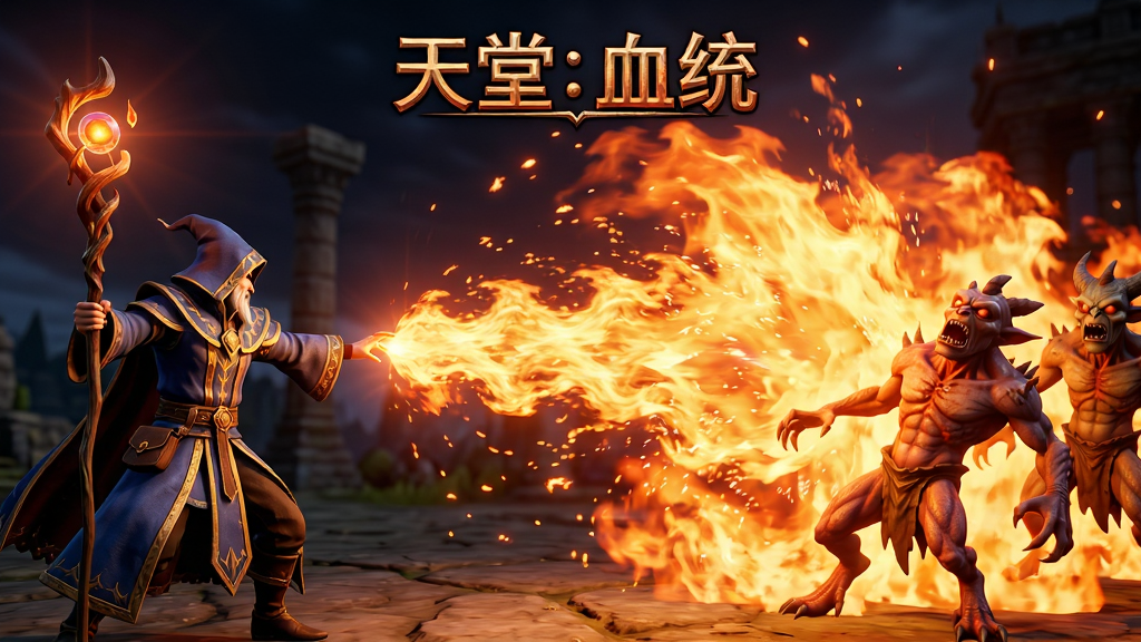 ���壺��Ϸ��ʵ��ս�����棬��ʦ�ͷŴ��ͻ���籩���ܣ������������Ӱ��Ч������Ļ�����֣���ʦ��ɫλ�ڻ�����࣬������Ч���Ҳ���ɢ���з��������Ҳ౻������û���Ű棺���涥��������ʾ�����ã�Ѫͳ����ϷLOGO����񣺸߱��Ͷ�ɫ�ʣ���Ч����������ʮ�㡣ϸ�ڣ��������������ʦ�ķ���ϸ�ڡ����ﱻ���еĽ�ֱ���顣���ʣ�������Ⱦ����Ӱ��Ȼ���ɾ����޶���Ԫ�ء�
