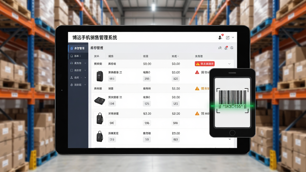 ��Զ�ֻ����۹���ϵͳ�������������棬����չʾһ���ֿ���ܱ�����ǰ��Ϊƽ������ϵĿ���б���������ɨ�贰�ڣ����ֲ��þ��й�ͼ����������࣬ϸ�ڰ�����Ʒ����ͼ��������ֺ�Ԥ����ʶ�����������������ɾ�������