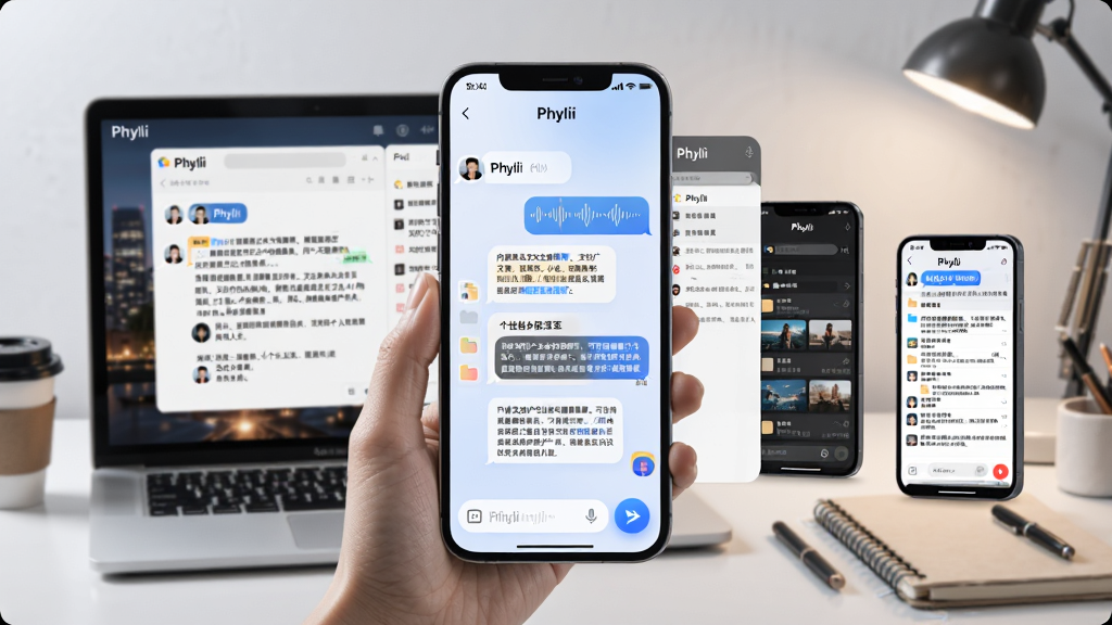 主体:一款名为“Phylii”的智能手机应用界面,悬浮在干净背景中央。布局:手机屏幕占据主要画面,界面显示简洁的AI对话窗口,底部有输入框和发送按钮,屏幕上方显示“Phylii”品牌字样。排版:突出中心,手机屏幕为视觉焦点,背景为浅灰色虚化处理,四周留白。风格:现代科技感,扁平化设计,色彩以蓝白为主,光影柔和。细节:屏幕内对话气泡清晰,发送按钮带渐变蓝色,品牌字使用无衬线字体,加粗,整体清晰干净。画质:8K分辨率,高清渲染,无多余元素。】</p>
<h3>核心特色</h3>
<h4>多轮深度对话:</h4>
<p>Phylii支持连续多轮上下文理解,能够准确记忆对话历史中的关键信息。用户无需重复描述背景,即可获得连贯、有逻辑的智能答复。无论是复杂的业务咨询还是日常闲聊,Phylii都能保持对话的流畅与自然,仿佛与真人助理交流一般。</p>
[[IMG:主体:智能手机屏幕特写,展示“Phylii”应用的多轮对话界面。布局:屏幕内连续显示用户提问和AI回答的气泡,上方有“Phylii”对话标题栏。排版:对话气泡上下排列,使用不同颜色区分用户与AI,整体对称稳定。风格:清新简洁,UI采用圆角卡片式设计,背景为浅蓝色渐变。细节:每个气泡文字清晰可读,AI回答中带有关键词高亮,底部输入框有麦克风图标。画质:高清细腻,色彩通透,无多余元素。】</p>
<h4>全场景内容创作:</h4>
<p>内置强大的文本生成引擎,支持广告文案、新闻稿、诗歌、小说、短视频脚本等多种体裁的自动生成。用户只需输入主题或几个关键词,Phylii即可在数秒内输出结构完整、语言生动的初稿,并支持多轮修改润色,极大地提升内容产出效率,是自媒体创作者与文案工作者的得力助手。</p>
[[IMG:主体:一台笔记本电脑和一部手机并排,屏幕上同时显示“Phylii”应用的创作界面。布局:电脑屏幕占据左侧,手机屏幕占据右侧,形成对比,背景为整洁的工作台,有咖啡杯和笔记本。排版:双设备对称排列,屏幕中展示生成的文章大纲和段落文本。风格:商务办公风,暖色调灯光,场景明亮,细节丰富。细节:电脑屏幕上显示“Phylii”Logo和文档编辑区,手机屏幕显示预览界面,文字清晰可见。画质:超清画质,真实光影,无多余元素。】</p>
<h4>智能语音交互:</h4>
<p>集成高精度语音识别与合成技术,用户可直接通过语音与Phylii对话,解放双手,让信息获取更加随心所欲。支持多种方言与语种识别,无论你身处何地,都能以最自然的方式与AI沟通。同时,语音回复音色甜美自然,支持多种音色切换,满足个性化需求。</p>
[[IMG:主体:用户对着手机说话,手机屏幕显示“Phylii”语音识别波形动画。布局:用户手部持手机位于前景,手机屏幕朝向镜头,背景为模糊的城市夜景。排版:手机屏幕占据画面中心,波形动画色彩鲜艳,人物手指自然。风格:科技感,暗色调背景衬托屏幕高亮,光影对比强烈。细节:屏幕上有“Phylii”字样和动态声波,用户表情自然放松。画质:电影级质感,清晰无噪点,无多余元素。】</p>
<h4>个性化知识管理:</h4>
<p>Phylii支持用户创建专属知识库,可将常用资料、笔记、网页链接导入其中,AI将自动学习并建立索引。当用户提问时,Phylii会优先从个人知识库中检索答案,实现真正的定制化信息服务。该功能尤其适合律师、医生、教师等专业人群,让碎片化知识发挥更大价值。</p>
[[IMG:主体:手机屏幕展示“Phylii”知识库管理界面,左侧为分类文件夹,右侧为笔记列表。布局:屏幕内采用左右分栏式设计,上方有搜索栏,下方有新建按钮。排版:文件夹图标整齐排列,笔记卡片带封面图,整体平衡有序。风格:简洁商务风,以白色和浅灰色为主,点缀蓝色按钮。细节:文件夹名称清晰可见,笔记卡片有标题和日期,界面响应流畅。画质:4K高清,干净无多余元素。】</p>
<h3>用法 | 亮点 | 操作说明 | 系统说明</h3>
<table border=