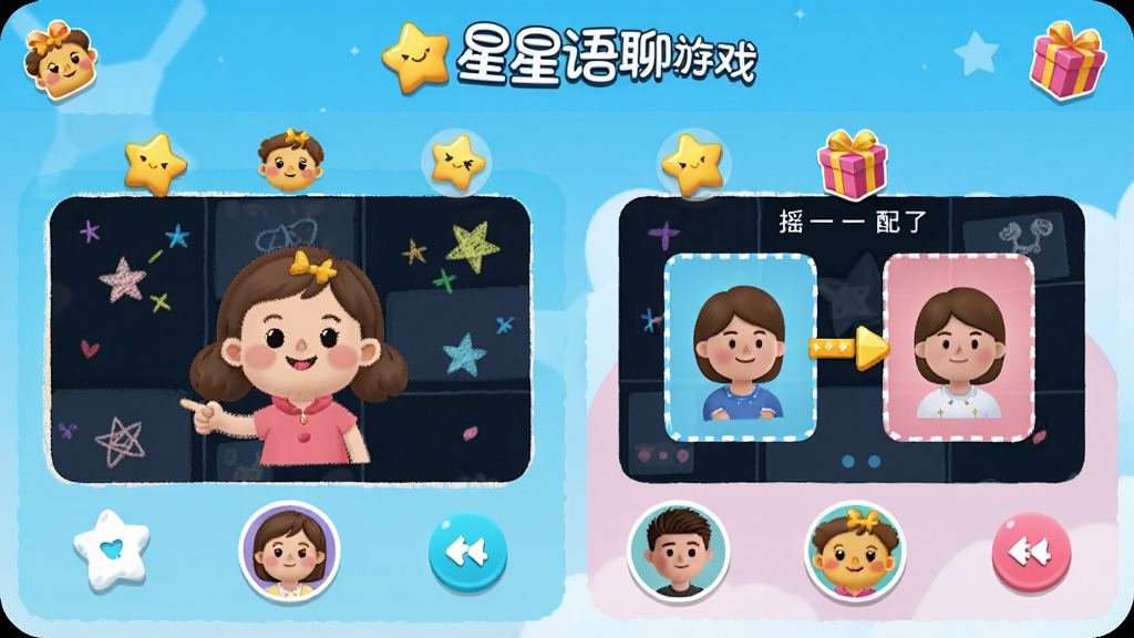 �����������û���С��Ϸ���棬չʾ�㻭�Ҳ»�ҡһҡ��Ի��棬��ɫ��ͨ��������Ǻ�����ͼ�꣬�û�ͷ������ϷԪ�ؽ�ϣ����������Ȥ�����廭�ʣ��ɾ��޶���Ԫ��