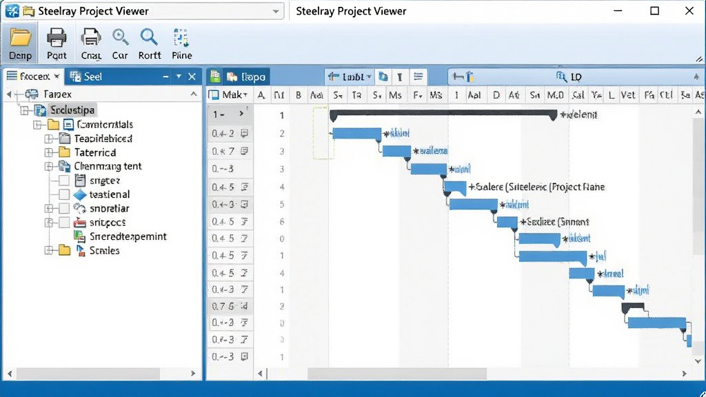 ��������չʾ Steelray Project Viewer ���������棬���Ϊ������״�б����Ҳ�Ϊ����ͼ��ͼ�����������������򿪡���ӡ�����ŵ�ͼ�꣬���岼��������������ɫ���ִ�������ϸ�ڷḻ�����ʸɾ����޶���Ԫ��