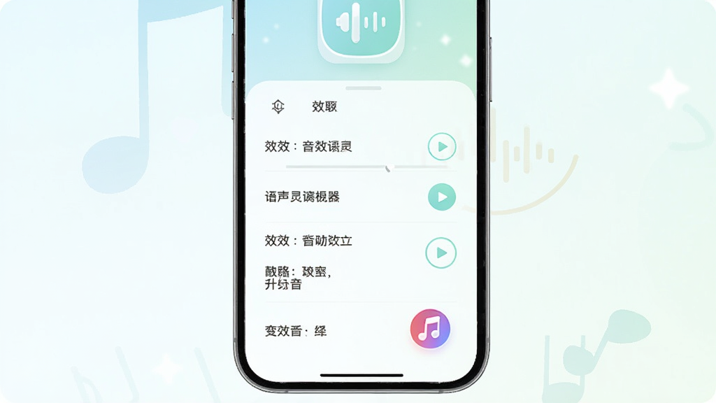 ��������������ϵͳ��Ч�뱳��������չʾ���ֻ������·�����Ч�б�������ͼ�꣬�������½ṹ�����µ��ŷ��ϸ������Ч���ƺͲ��Ű�ť�����ʸ��壬�ɾ��޶���Ԫ��