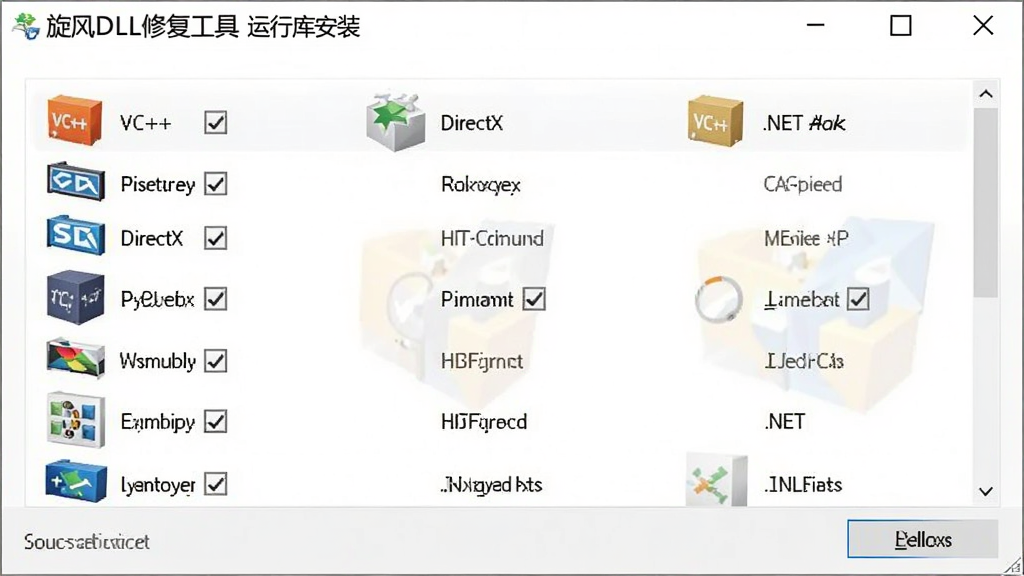 ����DLL�޸��������пⰲװ���棬չʾVC++��DirectX��.NET������б���ÿ�����ǰ�й�ѡ�򣬱���Ϊ��ɫ��������ˬ���������������רҵ������ϸ��