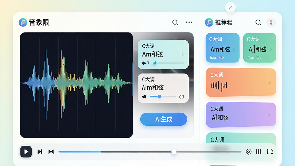 ���壺������AI�������棬��Ļ��ʾ���ɲ������Ƽ����ҿ�Ƭ���С�AI���ɡ���ť�����֣���������ǲ���ͼ���Ҳ����Ƽ��б����ײ���Ԥ�����������Ű棺��Ƭʽ���֣�Բ����ƣ�ɫ�����¡�����ִ���ƽ��������������ϸ�ڣ���Ƭ����ʾ��C���������Am���ҡ������֣����Ͻ��С������ޡ���ʶ�����ʣ����壬�ɾ����޶���Ԫ�ء�