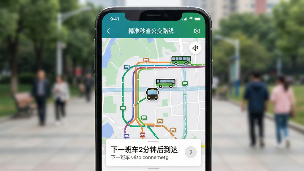 һ���ֻ���дͼƬ����Ļ��ʾ��׼��鹫��·��Ӧ�õĵ�ͼ���棬��ͼ���в�ɫ������·���ƶ��еĹ�����ͼ�꣬�ײ���Ϣ��Ƭ��ʾ����һ�೵2���Ӻ󵽴������Ϊģ���ĳ��й�԰�����ˣ�����ͻ���ֻ���Ļ���ݣ�����Ϊ�ֻ����С������黯�����дʵ������ϸ�ڰ�����·��ɫ������ͼ����ʱ�����֡���׼��鹫��·�ߡ������ʸ���ɾ����޶���Ԫ�ء�