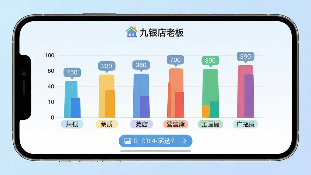 ���壺�ֻ���Ļ��չʾ���ŵ�������棬��ʾ���ҷֵ굱��Ӫҵ��Ա���״ͼ�����֣��ֻ�����չʾ����Ļռ�ݻ������壬����Ϊ������ɫ���䡣�Ű棺��״ͼɫ�����ޣ��ŵ������ñ�ǩ������ע�������С��������ϰ塱Ʒ�Ʊ�ʶ����񣺼�����ݿ��ӻ���񣬱�ƽ����ƣ���Ϣ�㼶������ϸ�ڣ���״ͼ�����о��������������ײ�ʱ��ɸѡ��ť�����ɼ������ʣ�������Ⱦ���ɾ��޶���Ԫ�ء�