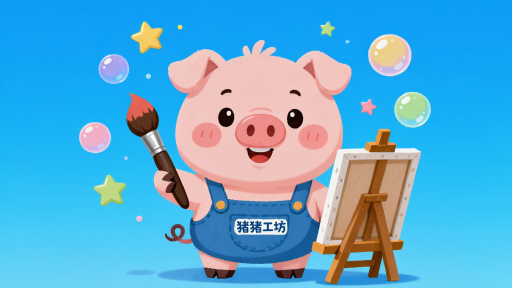 ����ΪһֻԲ��ɰ��Ŀ�ͨ���������ֳֻ���վ�ڻ���ǰ����ΧƯ���Ų�ɫ���ݺ����ǣ������������Ľ�����ɫ�����岼�־��У��Ű��࣬���Ϊ��ƽ���廭��ϸ�ڰ��������������΢Ц���飬���ʸ���ɾ����޶���Ԫ�أ�ͼƬ����ʾ���֡�����������