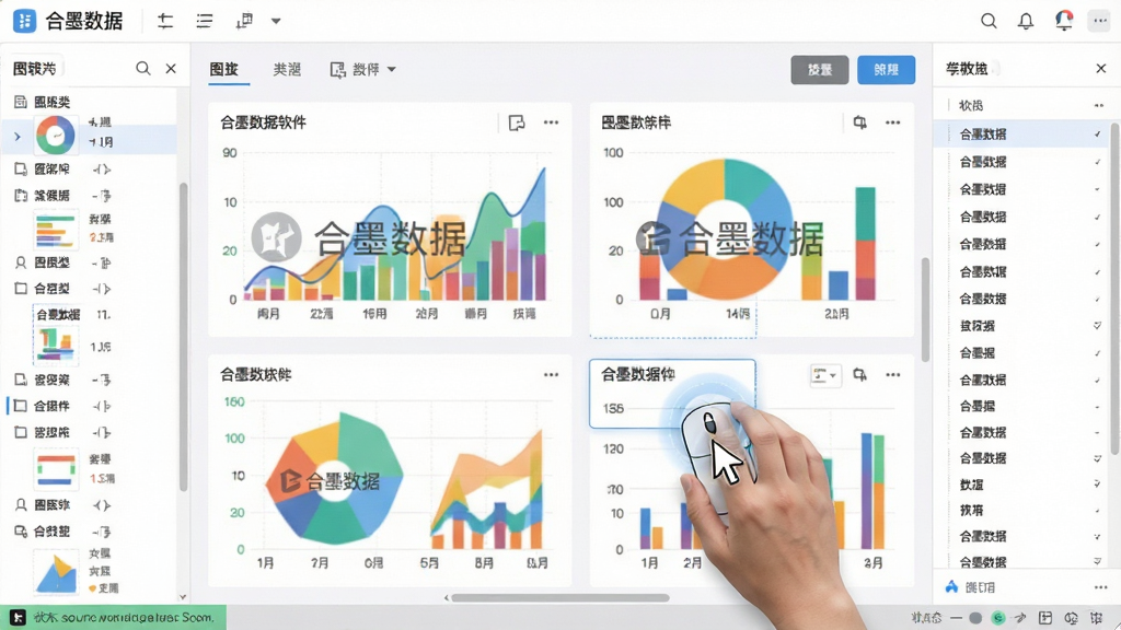 ���壺��ī����������ͼ���༭���棬����������һ���ɶ��ͼ����ɵ��Ǳ��̣��û����������ק�ֶΡ����֣��Ҳ�Ϊ�ֶ��б�������Ϊ���������Ϊͼ�����Ϳ⡣�Ű棺ͼ����С�������£���ɫ���ޡ�����ִ���Լ����ɫ��������ɫͼ����ϸ�ڣ�ͼ������ʾ����ī���ݡ�ˮӡ�����ָ��λ���и�����ק��Ч������ײ���״̬�������ʣ��߷ֱ��ʣ��ɾ����޶���Ԫ�ء�