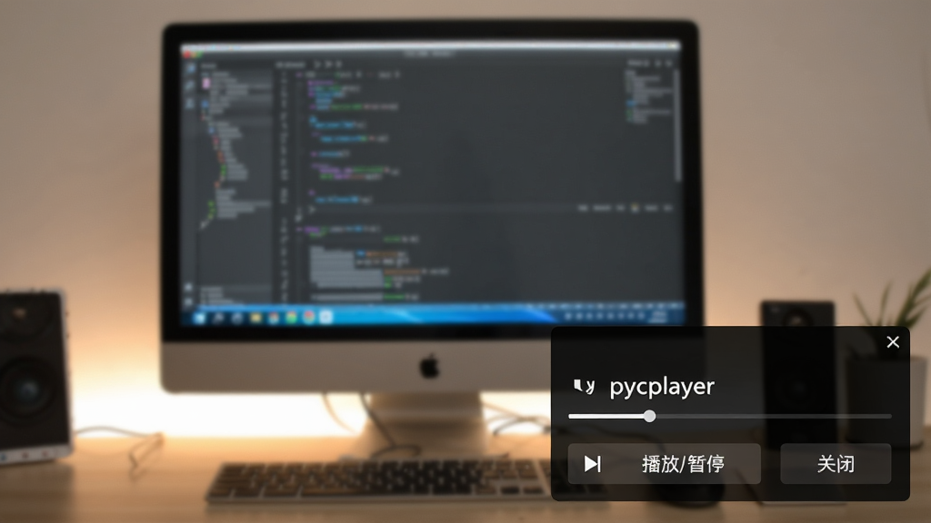 ���壺����������pycplayer������ģʽ�����������֣�������λ����Ļ���½ǣ���ʾ����������������Ű棺��͸����ɫ��������ɫ���֡���񣺼����������ϸ�ڣ�����������/��ͣ���͡��رա���ť�����ʣ����壬�޶���Ԫ�ء�
