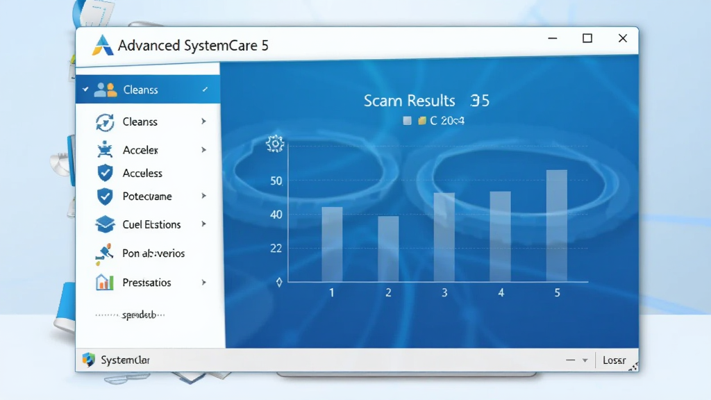һ��չ��Advanced SystemCare 5����������ĸ����ͼ�����������ɫ�Ƽ������๦���б��������������١�������ģ�飬������ʾɨ����ͼ��������Ϊ�ɾ������滷�������岼�ּ��ֱ�ۣ������������޶���Ԫ��