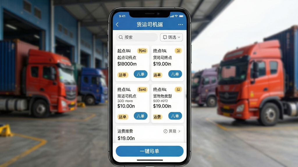 ���壺�ֻ���Ļ��д����ʾ������˾���ˡ��Ļ�Դ�б�ҳ�棬�б����ж����Դ��Ƭ����ע��㡢�յ㡢�������ͺ��˷ѡ����֣��ֻ�λ�ڻ������룬����Ϊģ���Ļ��˳�վ��ͻ����Ļ���ݡ��Ű棺��Դ��Ƭ�������У�������������ɸѡ�����ײ��С�һ����������ť����񣺼��������UI���ɫ�����졣ϸ�ڣ���Ļ��ʾ������˾���ˡ���������Դ��Ϣ��������˷ѱ�ǩ����Ƭ���С���������ť�����ʣ����壬�ɾ����޶���Ԫ�ء�
