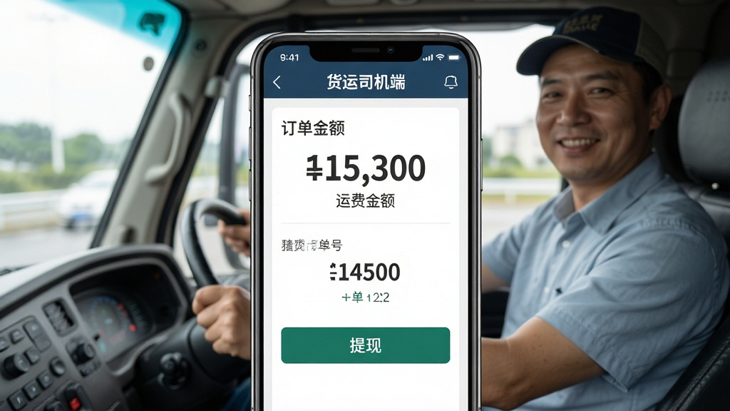���壺�ֻ���Ļ��ʾ������˾���ˡ����˷ѽ���ҳ�棬ҳ����ʾ���������˽����ְ�ť�����֣��ֻ����У�����Ϊ˾���ڼ�ʻ���ڵĳ�����ͻ���ֻ����ݡ��Ű棺������Ϣ������������ּӴ���ʾ����ť��Ŀ�������������ɫ�����ء�ϸ�ڣ���Ļ��ʾ������˾���ˡ������������š��˷ѽ����ְ�ť��������˾��΢Ц�����ʣ����壬�ɾ����޶���Ԫ�ء�