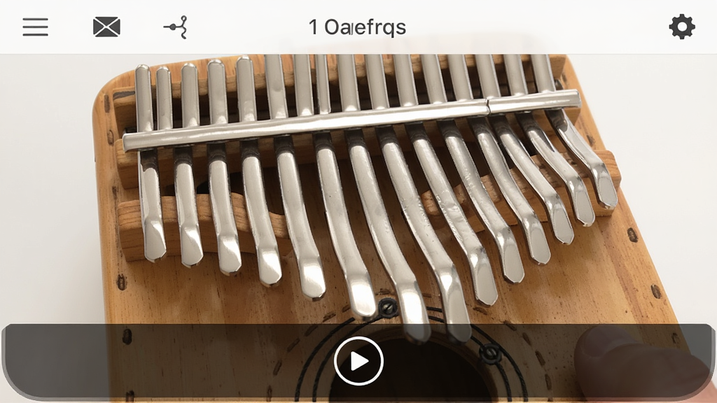 一张电子拇指琴软件的手机界面截图,主体是模拟的卡林巴拇指琴金属琴键,布局清晰,上方有功能菜单栏,下方有录音按钮,整体风格简约清新,画面干净,细节丰富,高画质,无多余元素
