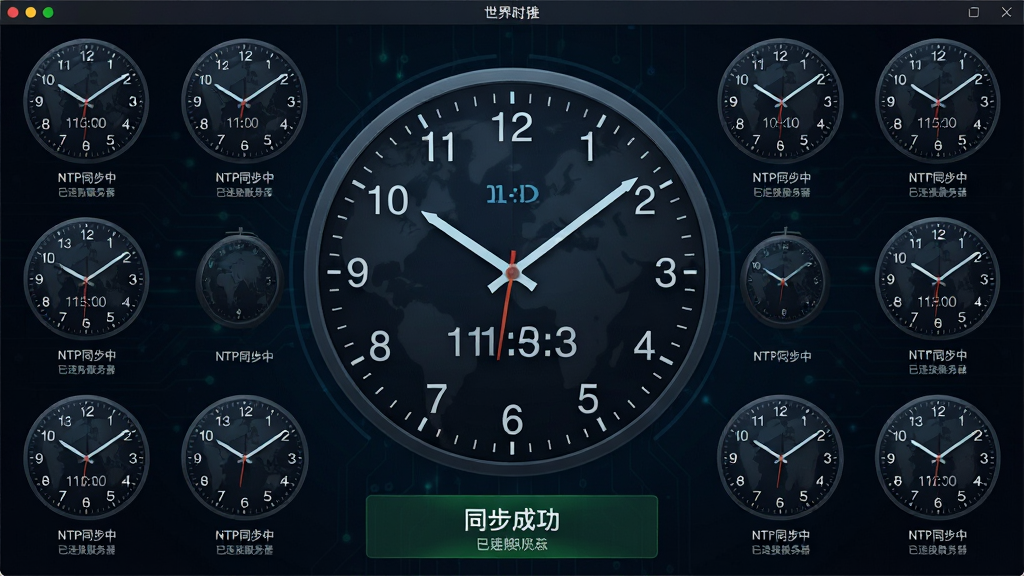 ���壺����ʱ��(Earth time zone)������ʱ��У׼���棬չʾʱ��ͬ�����̡����֣�����Ϊһ����ʱ�ӣ���Χ���ƶ��С����ʱ�ӣ��ײ��С�ͬ���ɹ�����״̬��ʾ���Ű棺ʱ��ָ��������������ʾ��ȷ���롣��񣺿Ƽ��У���ɫ������ϸ�ڣ�ʱ���·���ʾ��NTPͬ���С��͡������ӷ������������ʣ����壬ϸ�壬�ɾ����޶���Ԫ�ء�