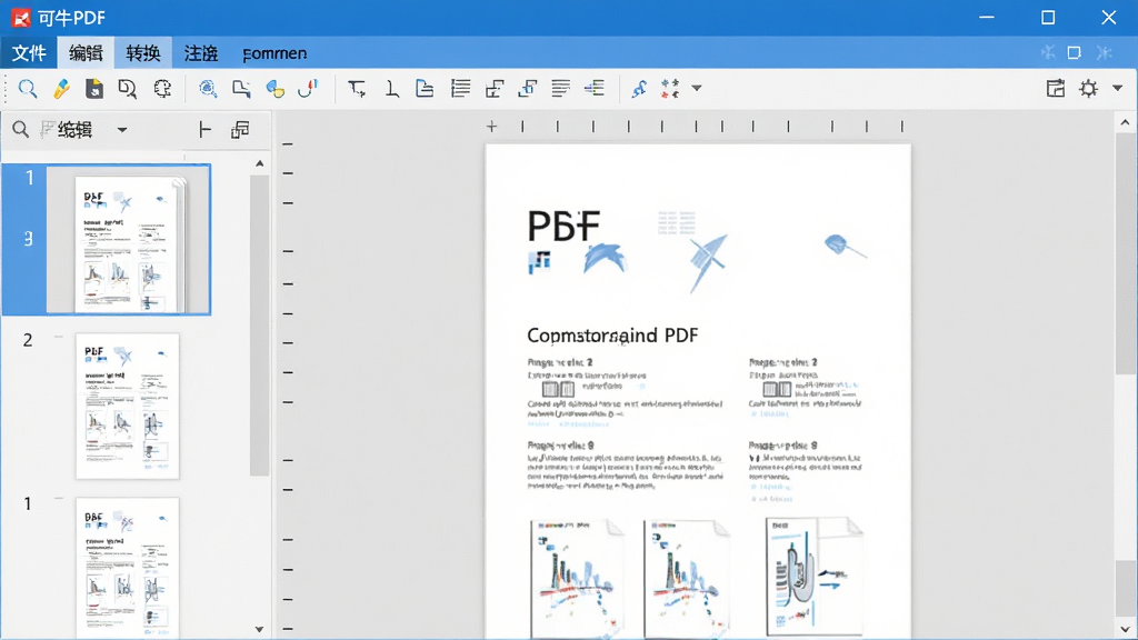 ��ţPDF������Ԥ��ͼ��չʾ������PDF�ļ���Ĺ��������֣����Ϊҳ������ͼ���Ҳ�Ϊ�༭���򣬶����˵������ļ����༭��ת����ע�͵�ѡ��������������ɫ���ִ�����񣬸��廭�ʣ��ɾ��޶���Ԫ��