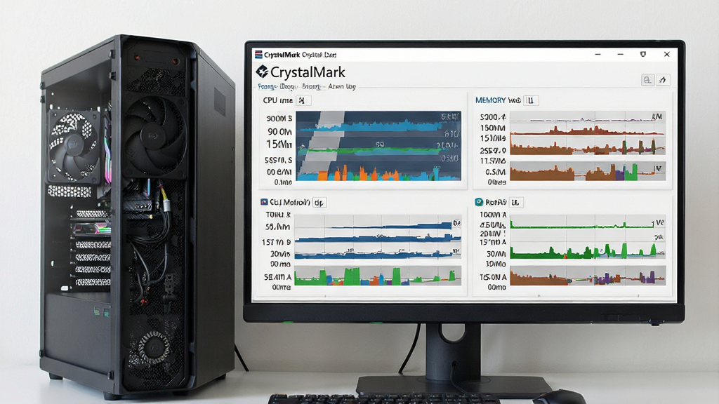 ����Ϊ������������ʾ����д����Ļ��ʾCrystalMark���ܲ��Խ��棬������У������������Ű��࣬���дʵ�Ƽ���ϸ�ڰ���CPU���ڴ�����ͼ�������ʸ���ɾ����޶���Ԫ�أ�����������