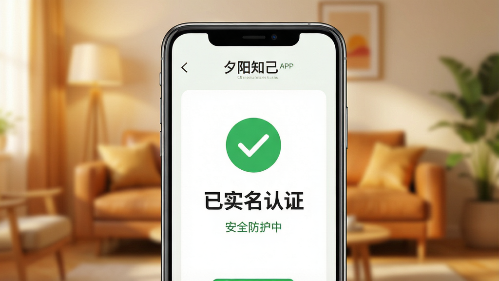 ����Ϊһ�������ֻ���Ļ��д����Ļ��������ʾ��Ϧ��֪����APP��ʵ����֤ͨ�����棬��һ����ɫ�ĶԹ���־������Ϊ�ֻ���Ļ���У�����Ϊģ����ůɫ�������������Ű���Ϊ�ִ���ƽ��������Ԫ��������ϸ����ͻ������ʵ����֤���롰��ȫ�����С������������廭�������������������ɾ�������Ԫ�ء�