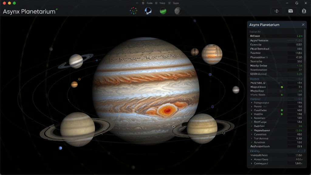 ���壺Asynx Planetarium �������棬�۽���ľ�Ǽ������ǡ����֣�����������ľ�ǣ���Χ�����ż������ǣ��Ա������������ʾ��ϸ��Ϣ���Ű棺��Ϣ�ֲ����������η�������񣺿�ѧ���ӻ���񣬽������������ϸ�ڣ�ľ�ǵĴ��������ɼ������ǹ��������Լ��ʾ�����ʣ����壬ϸ�ڷḻ���ɾ��޶���Ԫ�ء�
