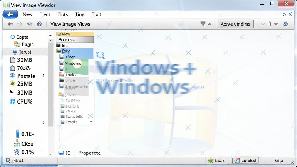 ���������������ͼ�����ʾViewͼƬ�鿴�������ڴ�ռ�ý�30MB��CPUռ��0.1%������ΪWindows��Դ��������ʽ�����������ɼ�������ɫ����࣬ͻ�����������ص㣬��������