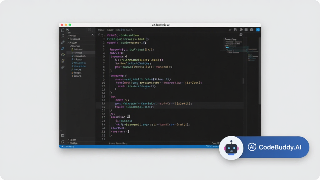 ���壺CodeBuddy.AI�����ڵ����ϵĽ�ͼ����ʾһ������༭�����ڣ��������в�ɫ���������½���AI���������򡣲��֣�������ʾ������Ϊ����ɫ���Ű棺���������ɶ������������л�����ͼ�ꡣ����ִ���࣬�Ƽ��С�ϸ�ڣ�AI�������������С�CodeBuddy.AI�����������ʣ����壬�ɾ����޶���Ԫ�ء�