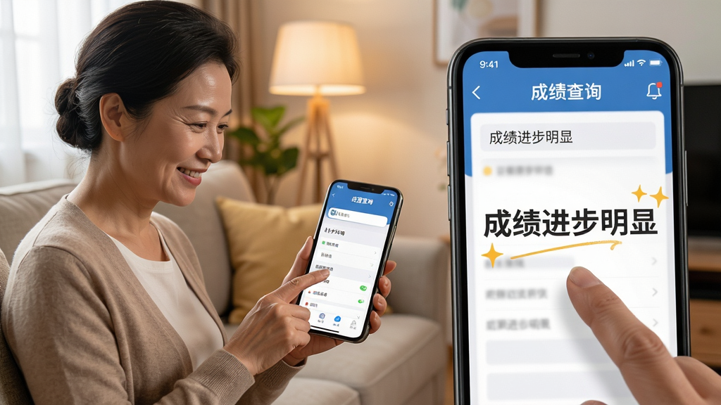 ���壺�ҳ�����ʹ������������������ƽ̨�ֻ�APP������Ϊ��ͥ�������ҳ����΢Ц�鿴���ӳɼ����ֻ���Ļ��ʾ���ɼ���ѯ�����棻���֣���������࣬�ֻ���Ļ��д�Ŵ����Ҳࣻ�Ű棺������ܰ�����֡��ɼ��������ԡ���ʾ����Ļ�ϣ����дʵ��Ӱ���ůɫ����ϸ�ڣ��ҳ���ָ�����Ļ���ֻ���Ļ���������ʣ�������Ƭ�����ɾ����޶���Ԫ��