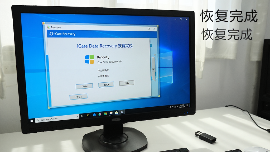 һ��չʾiCare Data Recovery��Windows�����ϻָ����ݵ�ʵ����Ƭ��������Ļ��ʾ�����ָ���ɽ��棬�Ա߷���һ��U�̣��������࣬�������������дʵ�������������޶���Ԫ�أ�ͼƬ�����ֱ�ע