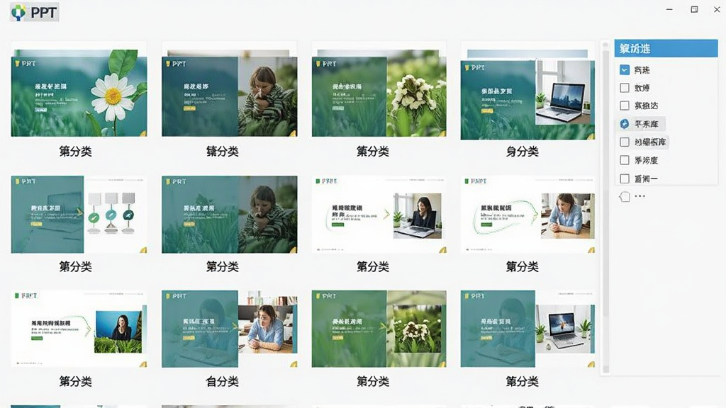 ��һPPT������ģ����ƽ��չʾҳ�棬����PPT�����������У�ÿ�ŷ����·���ע�������ƣ�ҳ���Ҳ���ɸѡ����������ɫ���£�ͼƬ���������ʸɾ����޶���Ԫ��