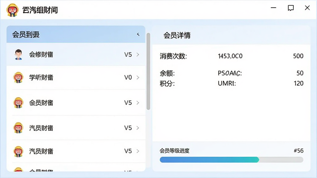 ���޲��������Ļ�Ա�������棬�����ʾ��Ա�б����Ҳ���ʾ��Ա���飬�������Ѵ����������֣��ײ��л�Ա�ȼ����������������࣬ǳ�����ɫ���䣬�����������޶���Ԫ��