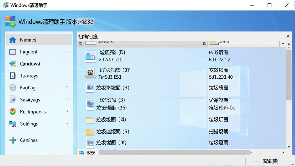��������ΪWindows�������ֵ����������棬����������������๦���б������ɼ����Ҳ�չʾɨ����������ļ��б������岼�־��У��Ϸ���ʾ�������ơ�Windows�������֡����汾�ţ�����Ϊ����ɫ���䣬���ñ�ƽ����Ʒ��ϸ�ڿ̻���ϸ�����ʸ���ɾ����޶���Ԫ�ء�