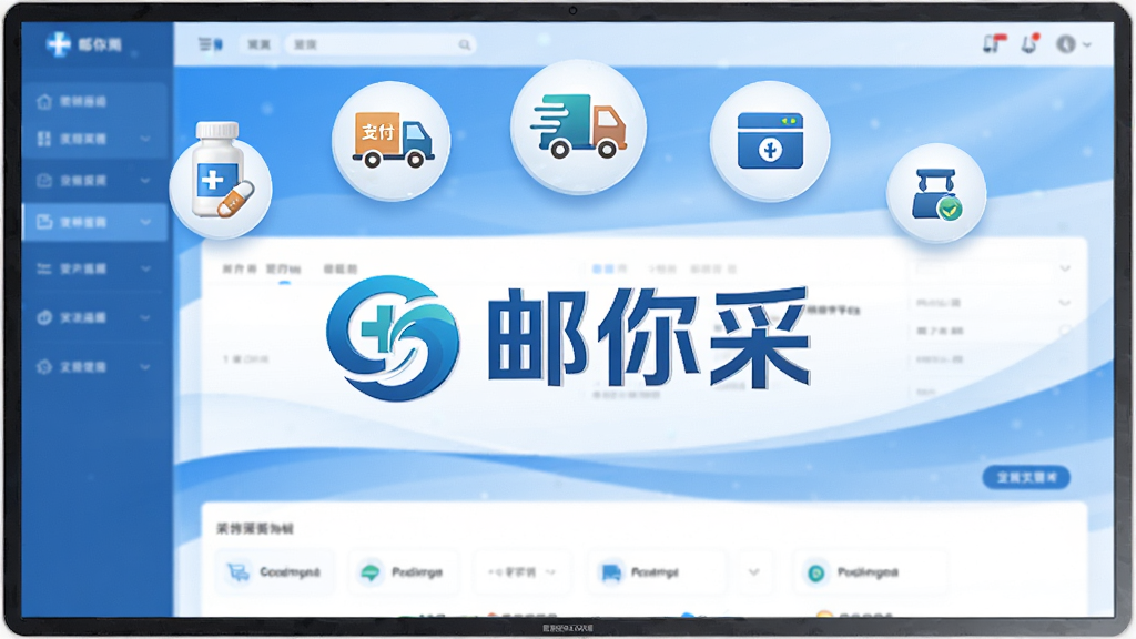 �����ҽҩ�ɹ�ƽ̨������չʾ����������Ϊƽ̨Logo�롰����ɡ������������������׽���ɫ�����Ϸ�������ҩƷ��������֧����ͼ��Ԫ�أ����岼�ּ�����������ִ�����ϸ�����������ʸ���ɾ����޶���Ԫ�ء�