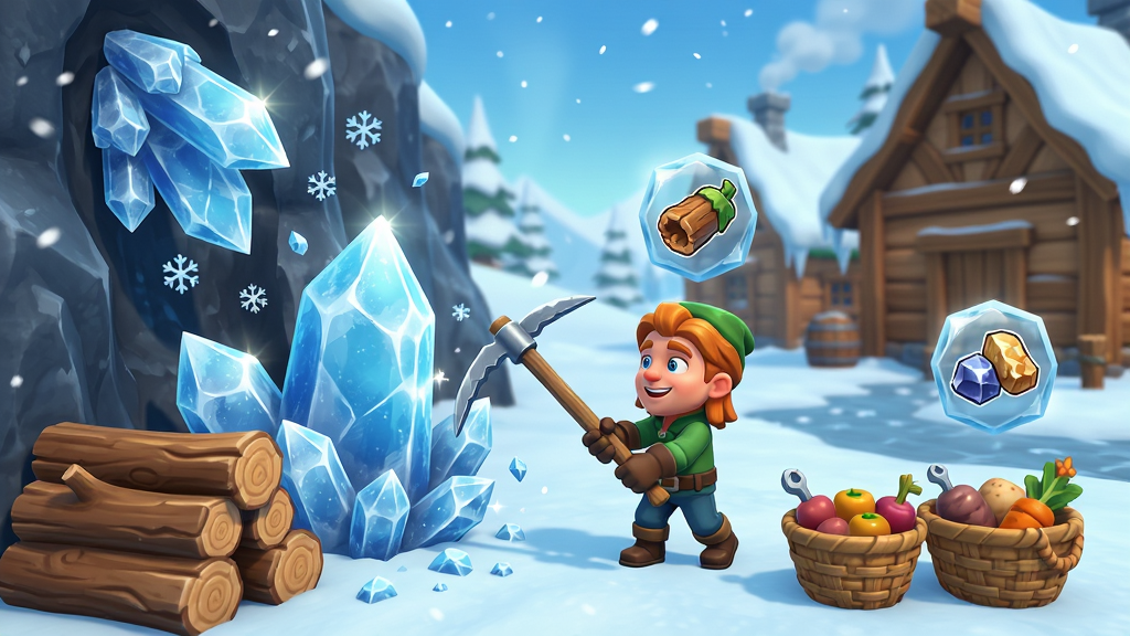 ���壺Icy Village��Ϸ����Դ�ɼ������������ø�ͷ�û��������Ա���ľ�ĶѺ�ʳ���������֣����Ϊ�����������Ҳ�Ϊ��ׯ�������м�Ϊ�����������档�Ű棺�����η�������Դͼ������չʾ����񣺿�ͨдʵ��ϣ���ѩ��ɫ������ϸ�ڣ��������⡢ѩ����������������������ɾ��޶���Ԫ�ء����ʣ�������������Ӱ��Ȼ���������ࡣ