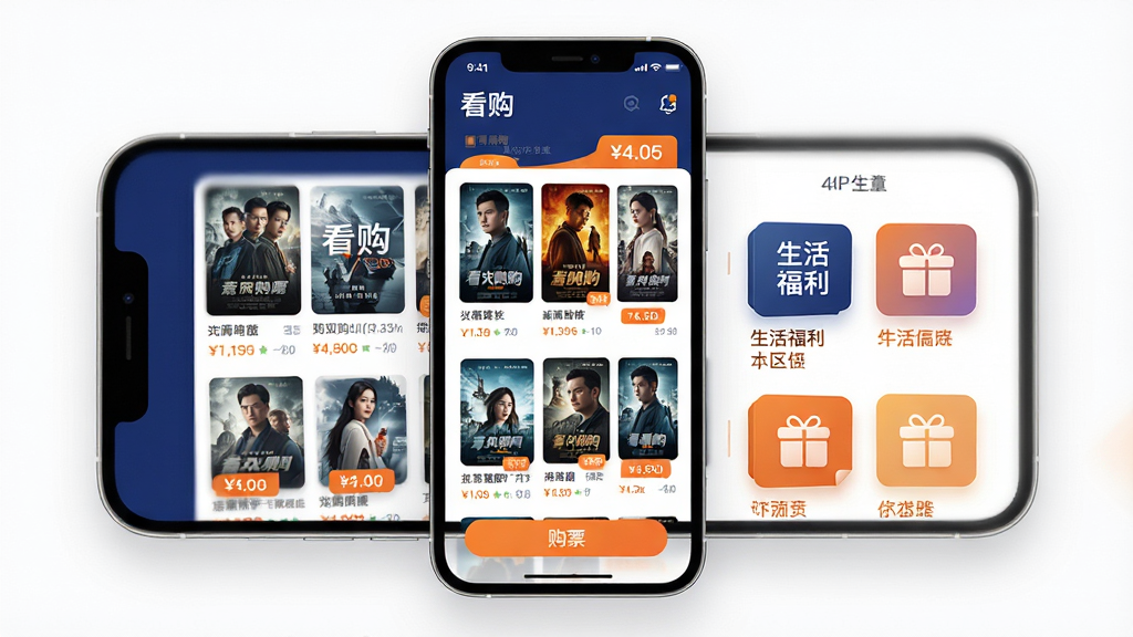 ���壺����APP������չʾ���ֻ���Ļ����ʾ��Ӱ�����б�����Ʊ��ť�������ר��ͼ�ꣻ���֣��ֻ����У���Ļ���������ɱ棬��Χ���׸ɾ����Ű棺����Ԫ���������룬ɫ���������ͳ�ɫΪ����ͻ����������Ʒ�Ʊ�ʶ������ִ���ƽ����񣬸�����Ⱦ����Ӱ��Ȼ��ϸ�ڣ���Ļ����ʾ����������������Ӱ��������ͼ���۸��ǩ�����ʣ�4K���壬�ɾ����޶���Ԫ�ء�