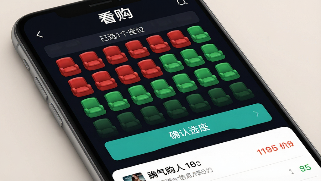 ���壺����APP��Ӱѡ�����棬��ɫ����ͼ����ɫ��ѡ��λ���ײ���ʾ��ȷ��ѡ������ť�����֣��ֻ���Ļ��д����λͼռ���ϰ벿�֣��·�ΪӰƬ��Ϣ�ͼ۸��Ű棺�����࣬��λ�����������ɫ�Ա����������дʵUI��񣬸�ϸ�ڣ�������ͣ�ϸ�ڣ���Ļ�����С���������������λͼ�ϱ�ע����ѡ1����λ�������ʣ����壬�ɾ����޶���Ԫ�ء�