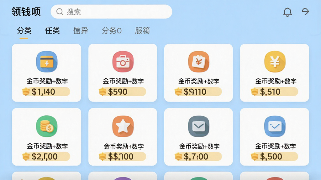 һ�š���Ǯ�¡�APP��������Ľ����ͼ��������ÿ�Ƭʽ���֣����ֲ�ͬ���͵������Բ�ɫͼ�����֣�ÿ����Ƭ�϶�������ע�š���ҽ���+���֡����������������������ͷ����ǩ��������Ϊǳ����ɫ���Ű��������򣬷���ƽ����ɫ�����죬���ʸ���ɾ����޶���Ԫ��