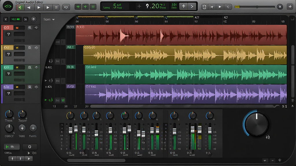 ����ΪDigital Audio Editor�Ķ��������棬չʾ������ɫ���첨�Σ����ֲ�η������Ű����������רҵ��ϸ�ڰ�������������������ť�����ʾ�ϸ�ɾ����޶���Ԫ��