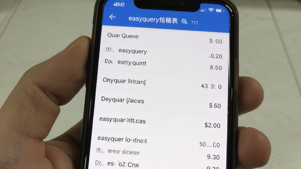 展示easyquery焓熵表在手机上的运行截图,界面适配手机屏幕,显示查询结果列表,背景为白色,整体简洁实用,画质清晰,无多余元素。