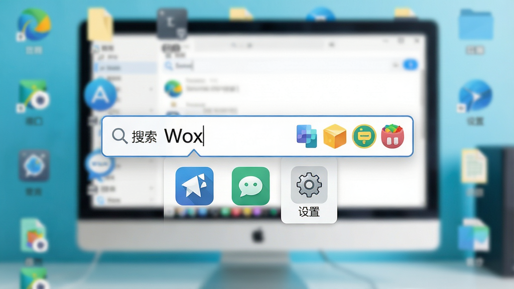 ���壺Wox�����������ڵ����������룬��Χ���ƶ���Ӧ�ó�����ļ�ͼ�ꡣ���֣�������λ�ڻ������ģ�����С��������������Ҳ���ʾ������ɫ���ͼ�ꡣ�Ű棺������ˣ�ǰ�������������黯������ִ��Ƽ��У���ƽ����ƣ�����ͨ͸��ϸ�ڣ������������롰Wox�����·����ּ���Ӧ��ͼ��͡����á�ͼ�ꡣ���ʣ����壬�ɾ����޶���Ԫ�ء�