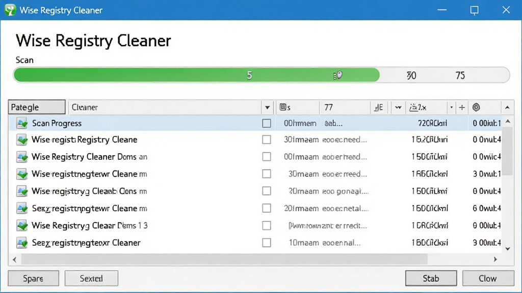 Wise Registry Cleaner ����ɨ����̽�ͼ����������ʾɨ����������ļ��б�����ɫ�������������У��б����ж�����⵽��ע�������������������������������ơ�Wise Registry Cleaner���ڽ��涥�������岼��רҵ�������������޶���Ԫ��