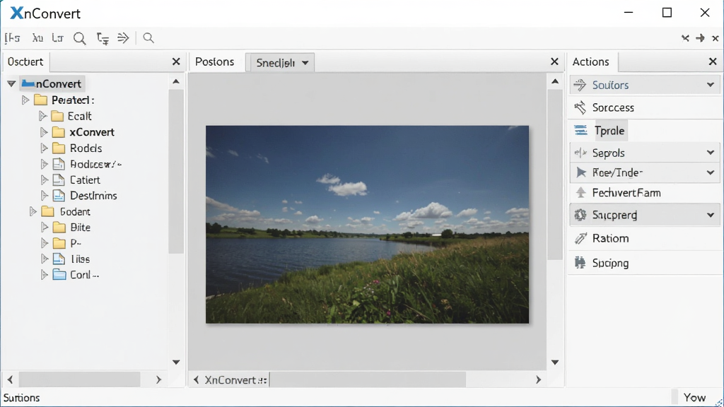 XnConvert�����������ͼ�����Ϊ�ļ��������б����м�ΪͼƬԤ�������Ҳ�Ϊ������������壬�������ǳ��ɫ��������ɾ����࣬�������ơ�XnConvert������ɫ������ʾ�����Ͻǣ������������޶���Ԫ��