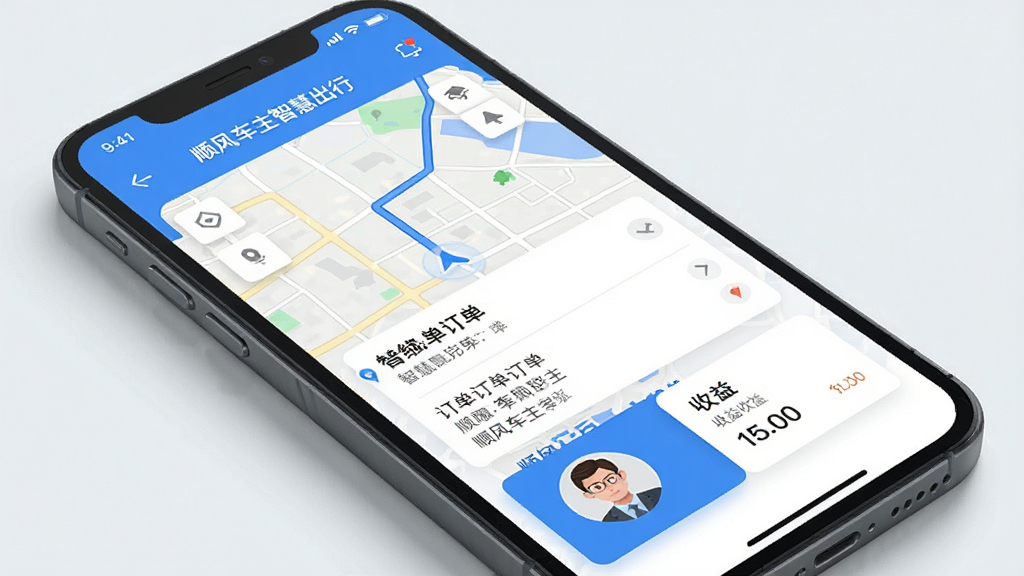 һ��չʾ�����ֻ���Ļ��ͼƬ����Ļ����ʾ��˳�糵���ǻ۳��С�APP�����棬���������ͼ�����������б�������ͷ��������ͳ�ƿ�Ƭ�����岼�ּ���ִ�������ɫ�Ͱ�ɫΪ��ɫ����UI��Ʊ�ƽ�������������ɾ����޶���Ԫ��