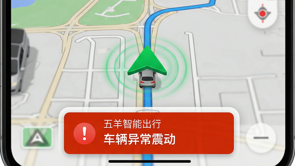 ���壺һ���ֻ���ͼ�������棬��ͼ������һ����Ŀ����ɫ��λ��ͷ����������λ�á����֣���ͼռ����Ļ���ײ�����һ�����������ܳ��С��İ�ȫ������Ƭ����ʾ�������쳣�𶯡����Ű棺������Ƭ��Ŀ����ͼ·����������񣺰�ȫ������񣬵�ͼ��ɫдʵ������Ԫ��ͻ����ϸ�ڣ���λ��ͷ�������岨��Ч����������Ƭ����ɫ��̾��ͼ�ꡣ���ʣ��߷ֱ��ʣ��������ɾ����޶���Ԫ�ء�