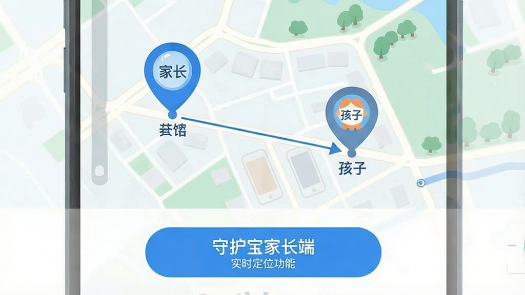 һ�ŵ�ͼ����ռ�ݻ������壬��ͼ����������ǵ㣬һ��Ϊ�ҳ��ֻ�λ�ã�һ��Ϊ�����ֻ�λ�ã���ͼ�·���ʾ���ػ����ҳ��ˡ�ʵʱ��λ���ܰ�ť�������࣬��ɫϵ����ƽ���ϸ�����������ʸɾ���